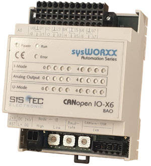 SYSTEC Compact & Cost-Effective Analog CANopen I/O Module [sysWORXX CANopen IO-X6 8AO]